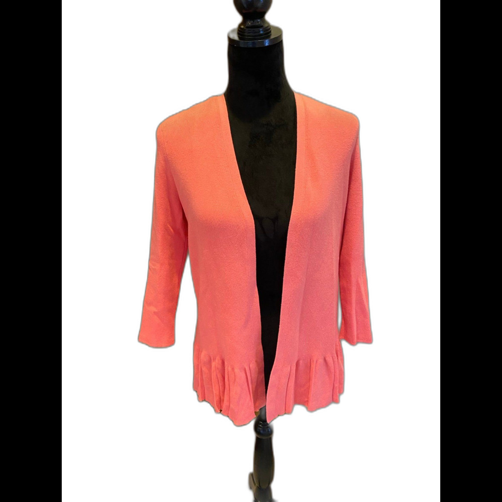 Talbot's Sweater Cardigan Size Medium Peach Colored Open Front‎ Cottagecore